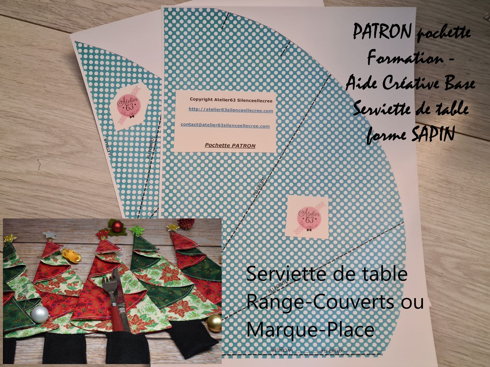 serviette-de-table-de-noel-en-forme-de-sapin-range-couverts-marque-place-diy-couture-imprimés-tissu-de-noel